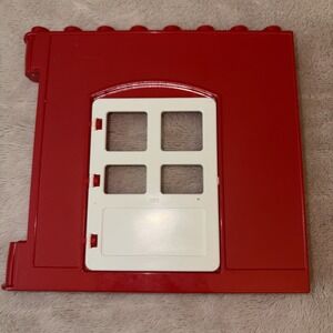 Lego Duplo Gold Red Wall‎ W/ White Door Opening 1X8X8 House Barn Building Hinge